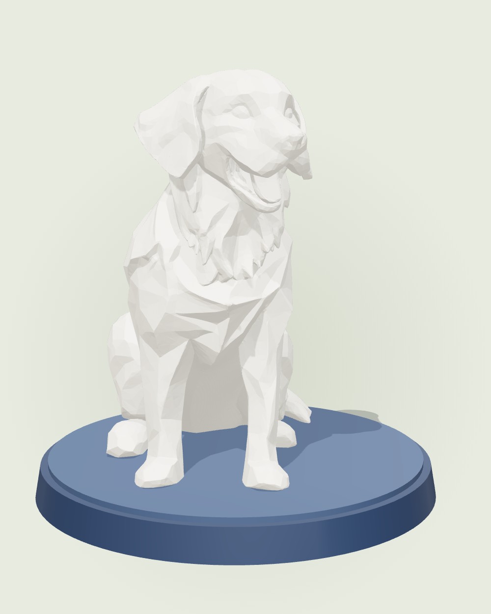 A golden retriever figurine, bare off the printer